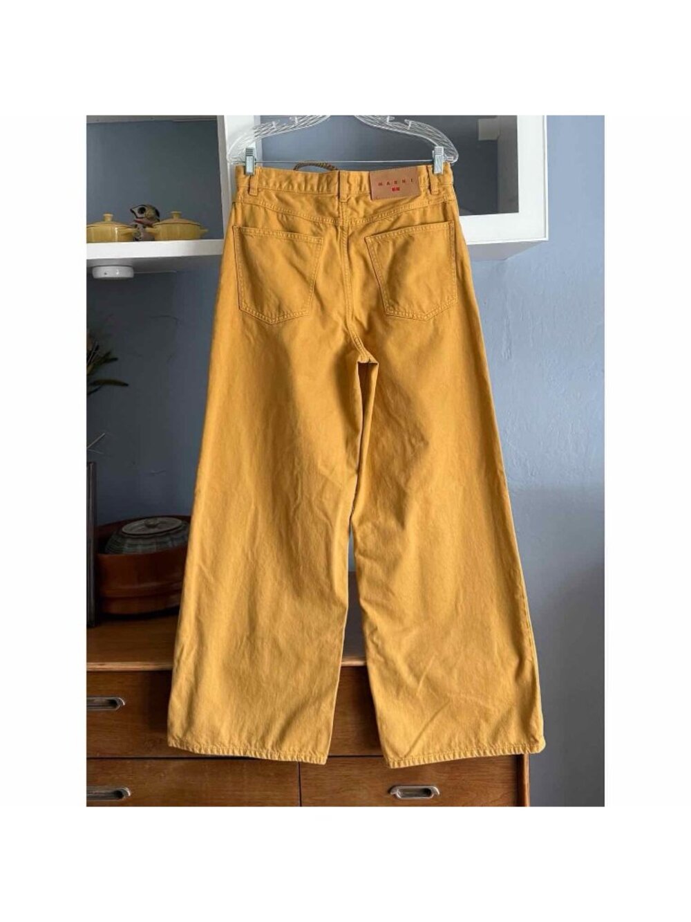 Marni X Uniqlo High-Rise Wide Leg Baggy Jeans Mustard Yellow Size 28 - Picture 2 of 9